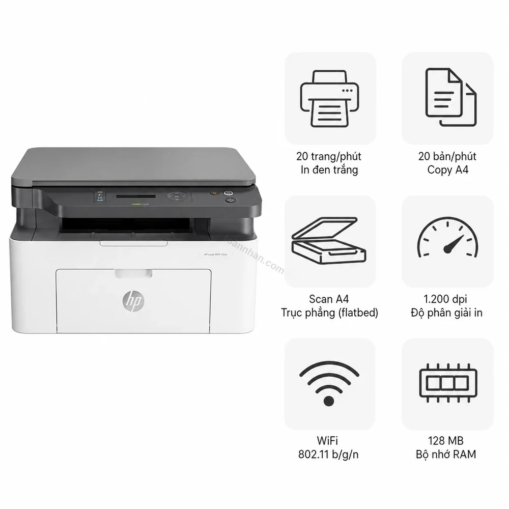 Máy in laser đen trắng đa năng HP LaserJet MFP 135w
