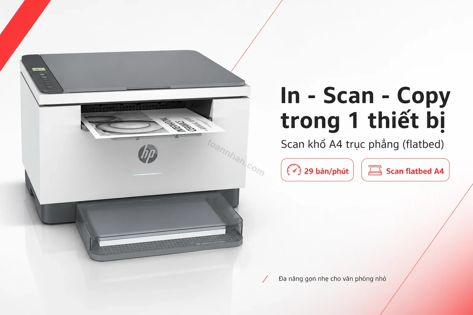HP LaserJet MFP M236dw đang in và copy tài liệu văn phòng