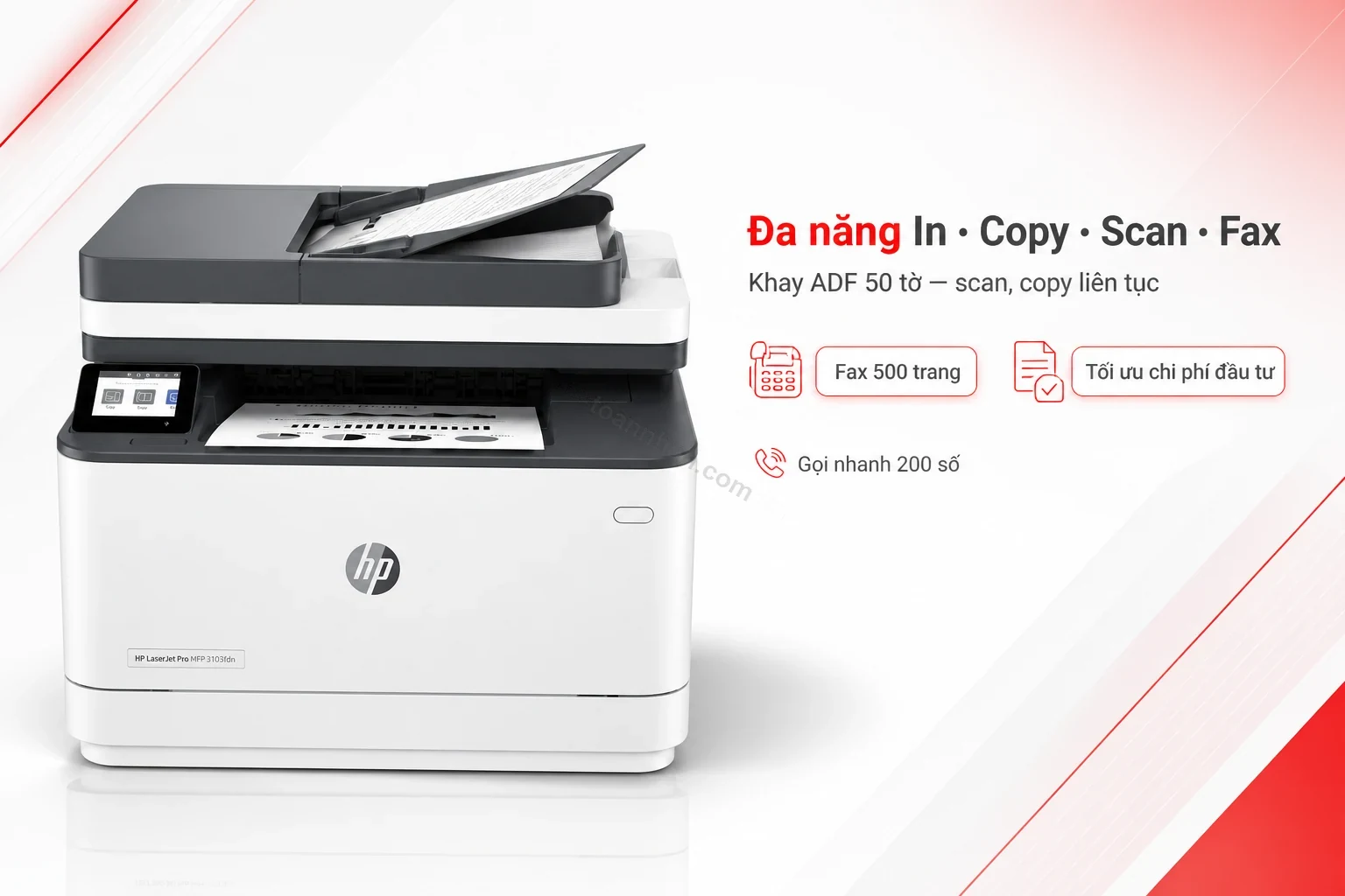 Khay ADF và chức năng đa năng của máy in HP LaserJet Pro MFP 3103fdn