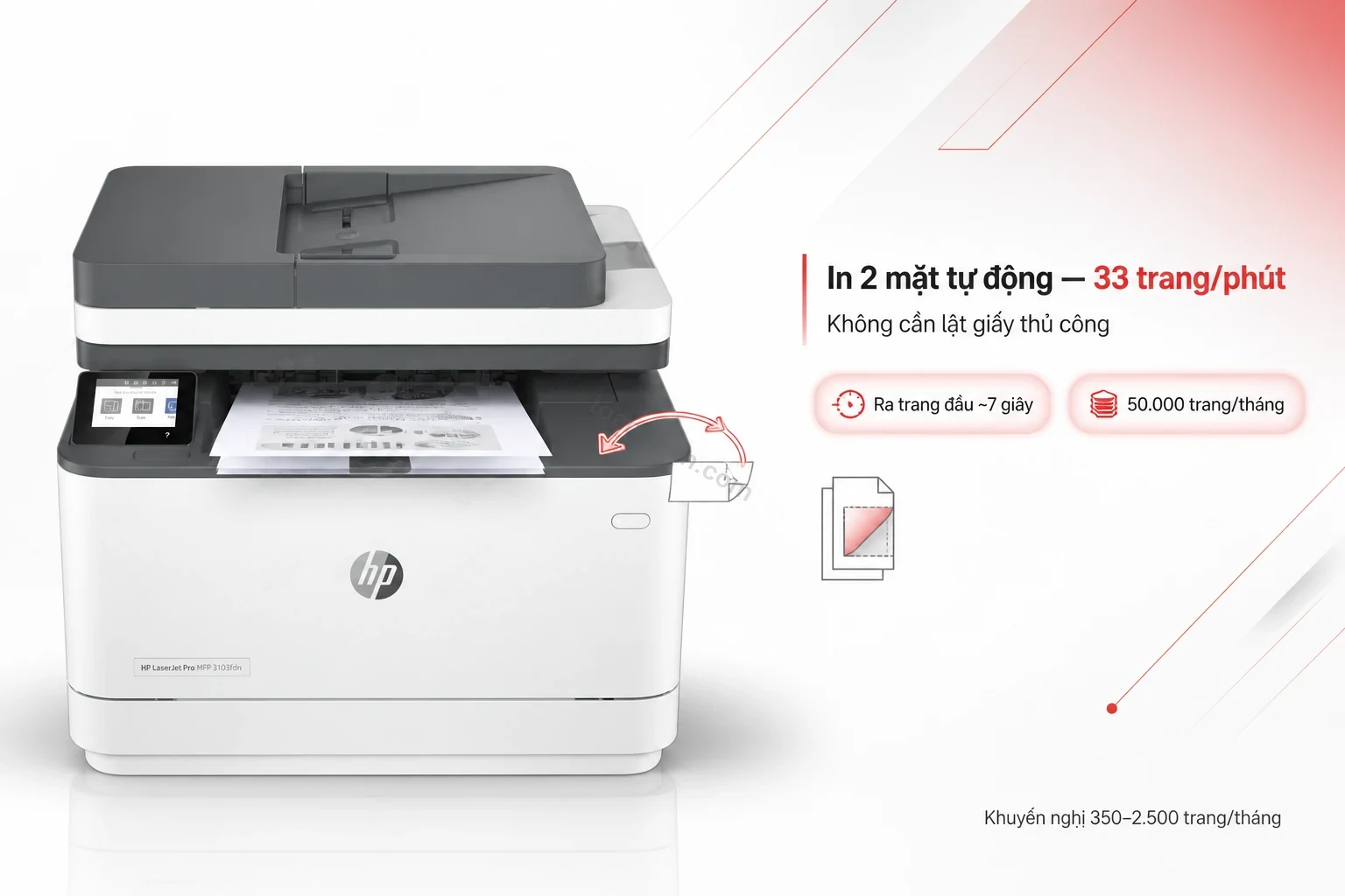 Bộ đảo giấy in 2 mặt tự động trên máy in HP LaserJet Pro MFP 3103fdn