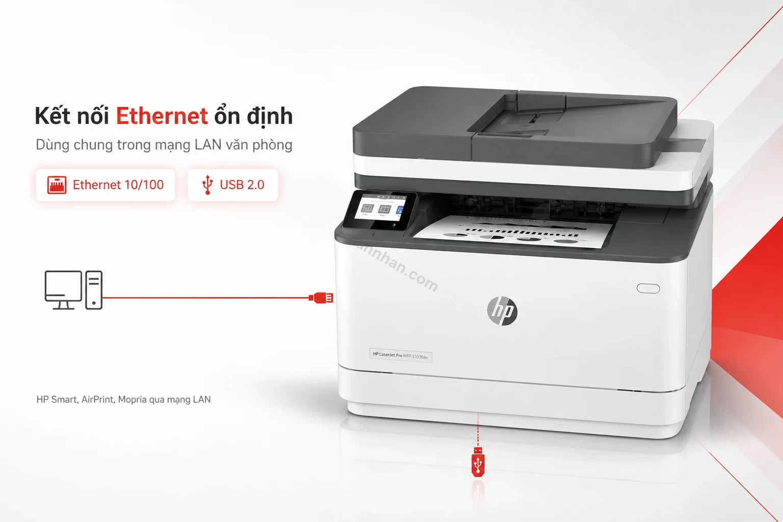 Kết nối Ethernet ổn định của máy in HP LaserJet Pro MFP 3103fdn