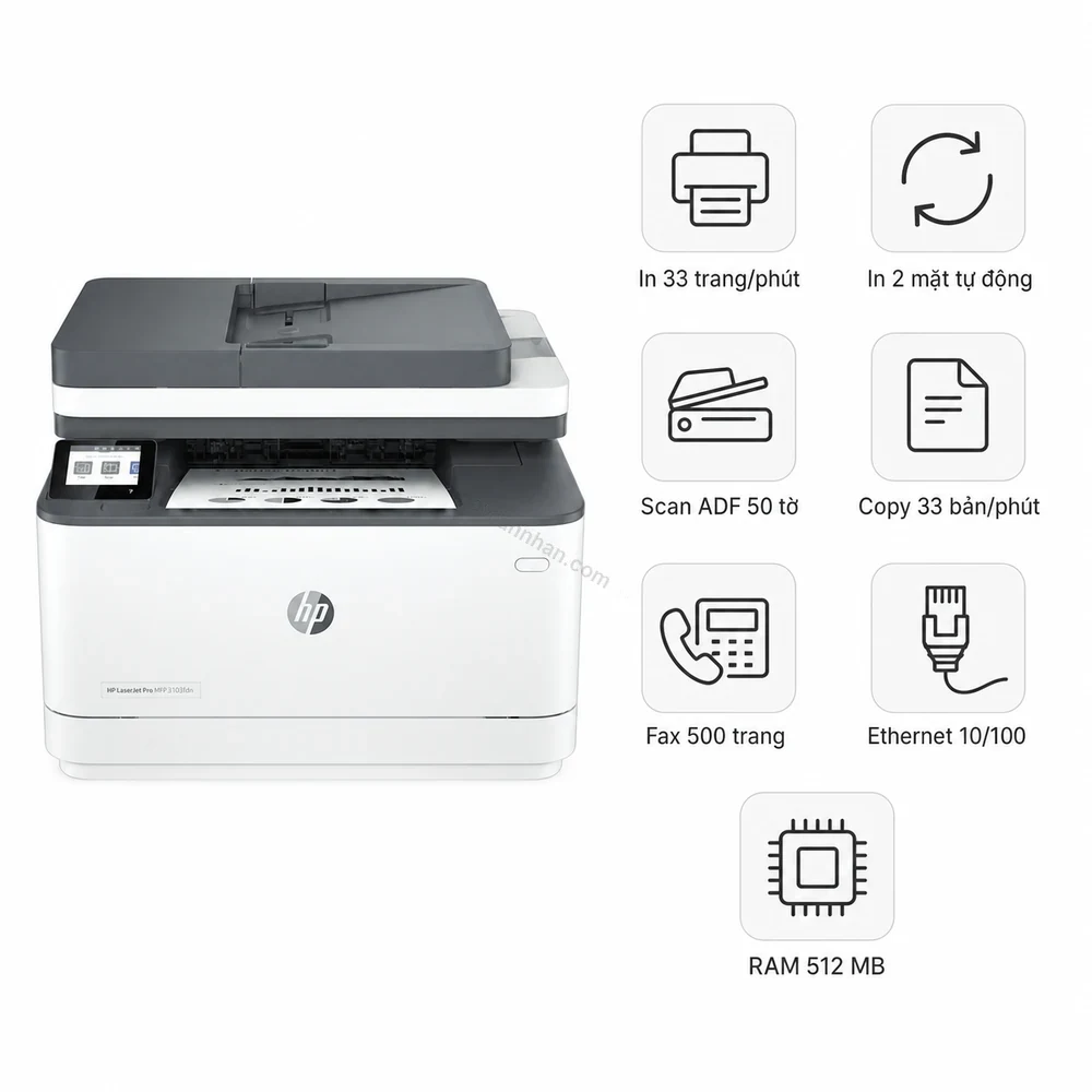 Máy in laser đen trắng đa năng HP LaserJet Pro MFP 3103FDN