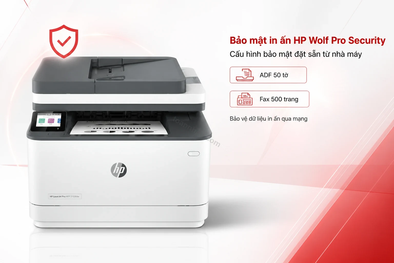 Bảo mật HP Wolf Pro Security và khay ADF của máy in HP LaserJet Pro MFP 3103fdw
