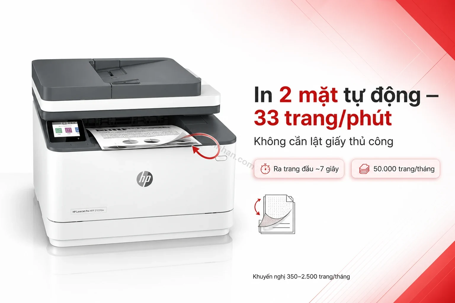 Bộ đảo giấy in 2 mặt tự động trên máy in HP LaserJet Pro MFP 3103fdw