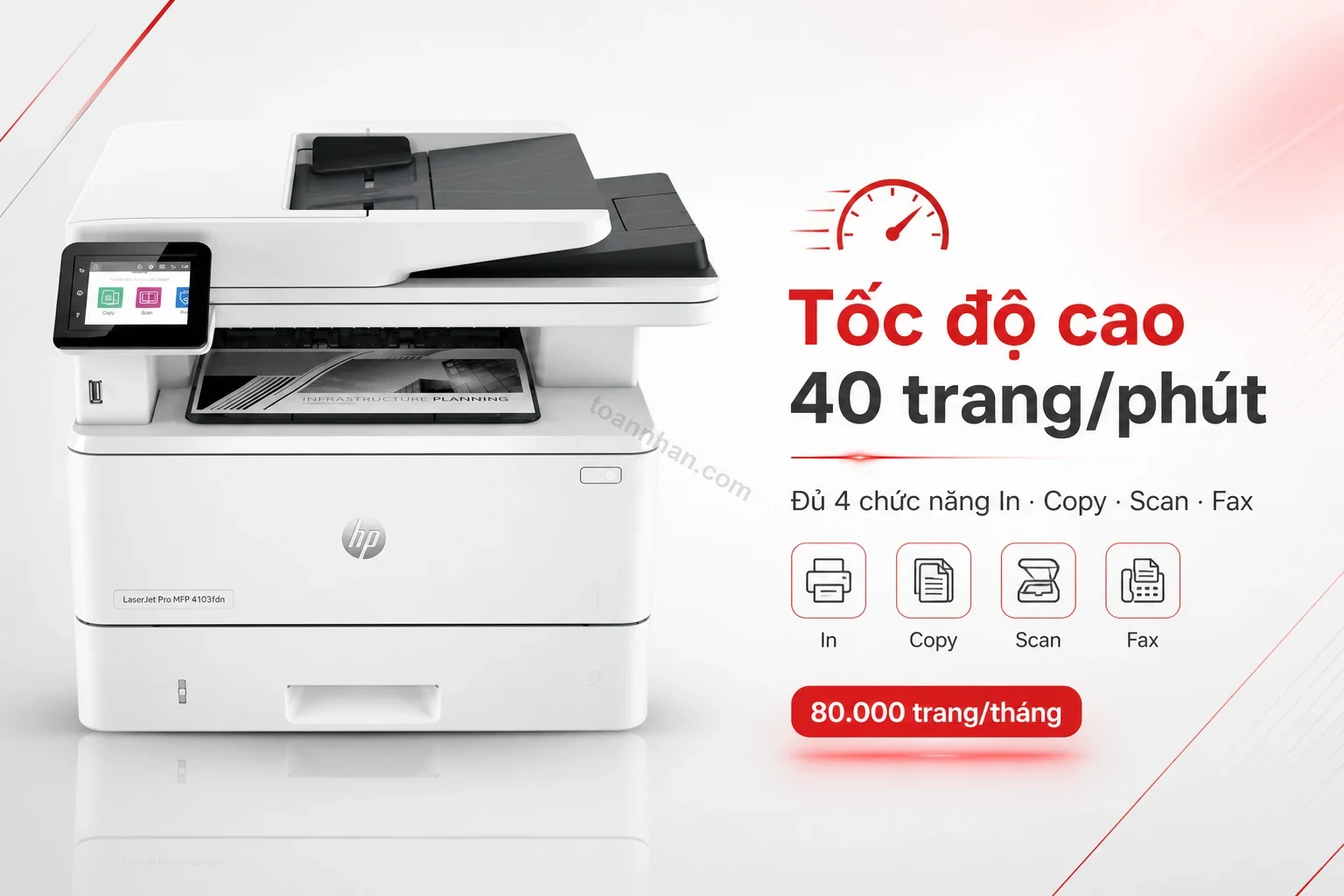 HP LaserJet Pro MFP 4103fdn in tốc độ cao 40 trang một phút