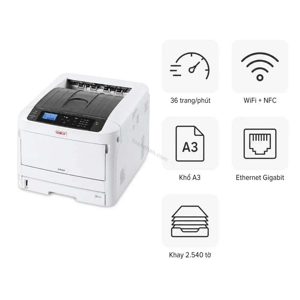 Máy in laser màu OKI C834NW khổ A3