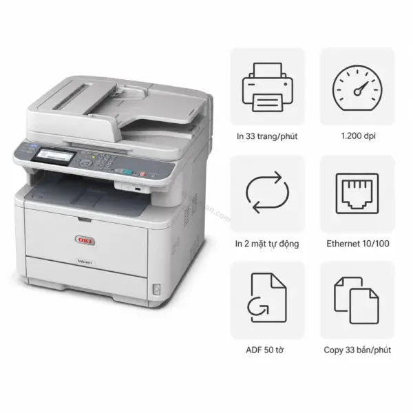 Máy in laser đen trắng đa năng Oki MB461DN