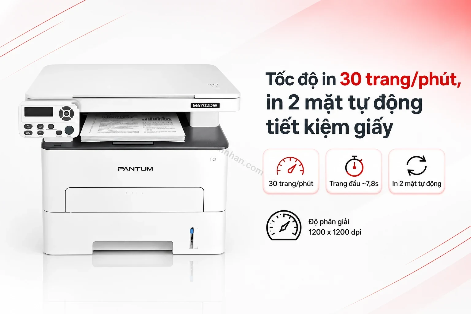 Pantum M6702DW in 2 mặt tự động, tốc độ 30 trang/phút