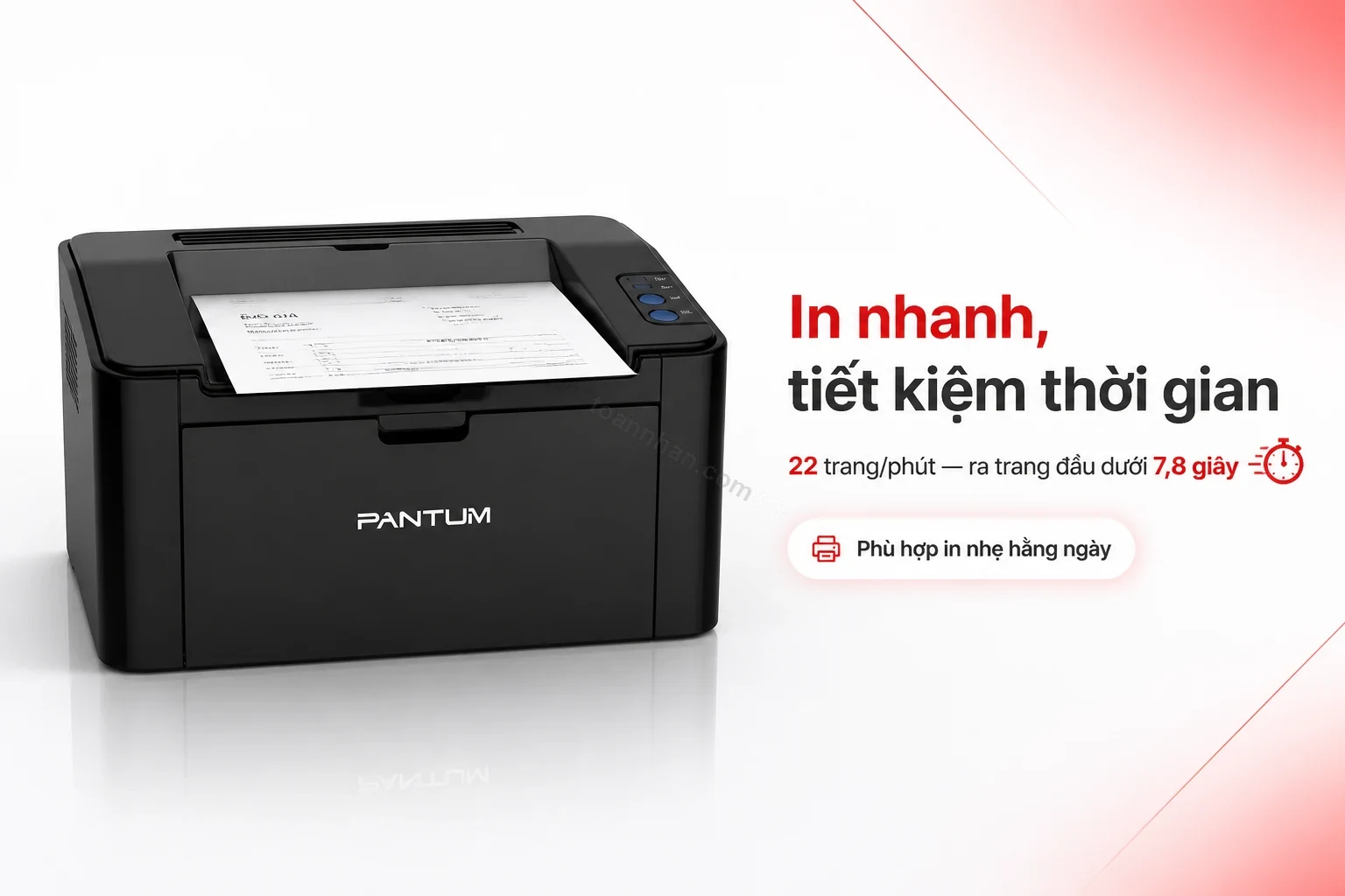Máy in Pantum P2516 đang in tài liệu văn bản, tài liệu ra khay giấy